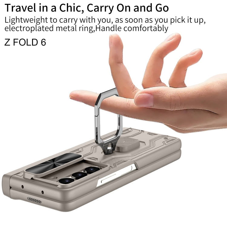 For Samsung Galaxy Z Fold6 GKK Integrated Folding Alloy Shell PC Phone Case with Pen Box, Not Included Pen(Black)