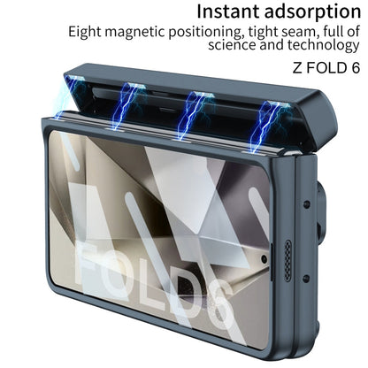 For Samsung Galaxy Z Fold6 GKK Integrated Folding Alloy Shell PC Phone Case with Pen Box, Not Included Pen(Black)