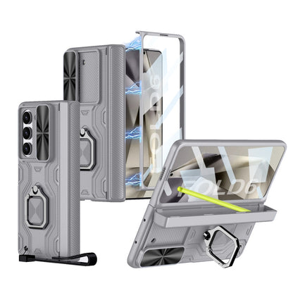 Pour Samsung Galaxy Z Fold6 GKK Coque de téléphone en alliage pliant intégrée avec boîte à stylo, stylo non inclus (Gris Montagne)