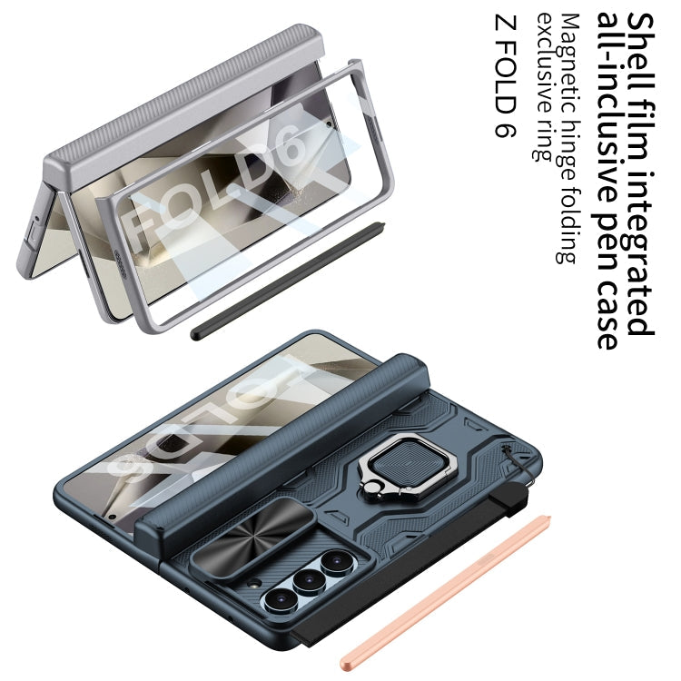 Pour Samsung Galaxy Z Fold6 GKK Coque de téléphone en alliage pliant intégrée avec boîte à stylo, stylo non inclus (Gris Montagne)