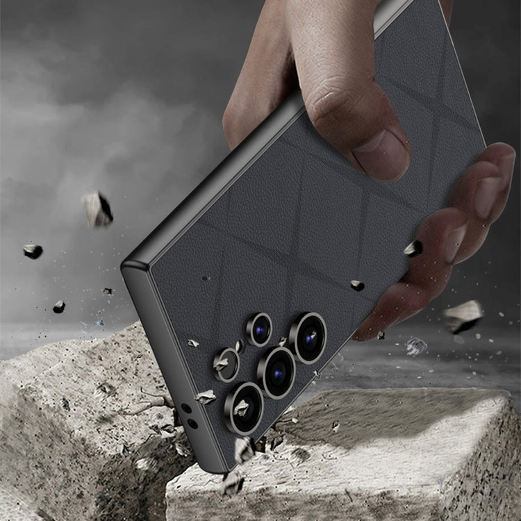 For Samsung Galaxy S24 Ultra 5G GKK Asterism Metal Paint Skin Feel Leather Full Coverage Phone Case, Not Included Pen(Grey)