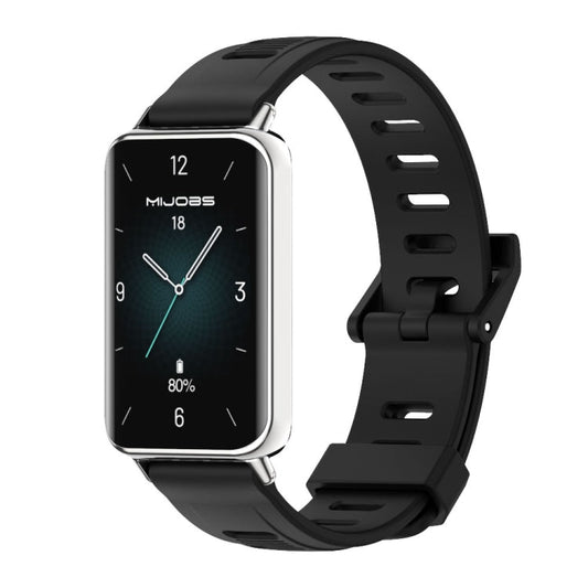 For Honor Band 10 / 9 MIJOBS Flat Hole Breathable TPU Watch Band(Black Silver)