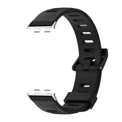 For Honor Band 10 / 9 MIJOBS Flat Hole Breathable TPU Watch Band(Black Silver)