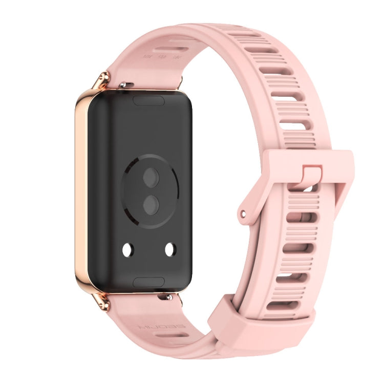 For Honor Band 10 / 9 MIJOBS Flat Hole Breathable TPU Watch Band(Pink Rose Gold)