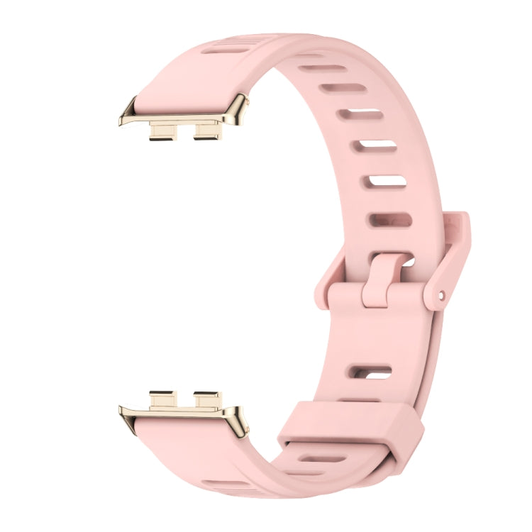 For Honor Band 10 / 9 MIJOBS Flat Hole Breathable TPU Watch Band(Pink Light Gold)