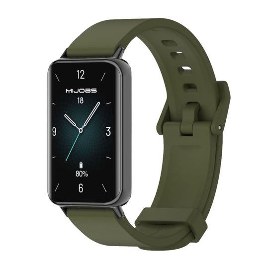 For Honor Band 10 / 9 MIJOBS Solid Color Silicone Watch Band(Army Green Black)