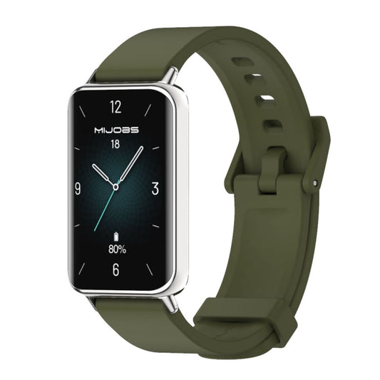 For Honor Band 10 / 9 MIJOBS Solid Color Silicone Watch Band(Army Green Silver)