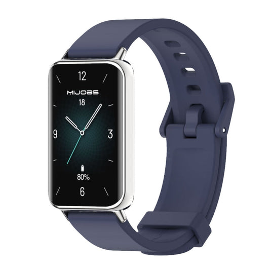 For Honor Band 10 / 9 MIJOBS Solid Color Silicone Watch Band(Midnight Blue Silver)