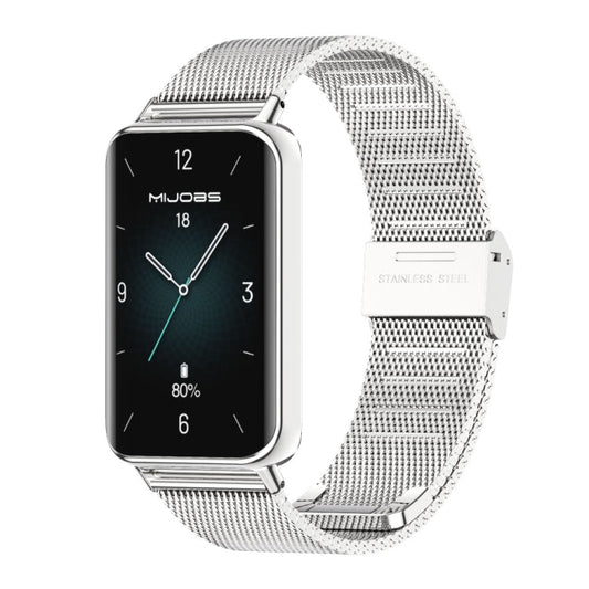 For Honor Band 10 / 9 MIJOBS Milan Buckle Stainless Steel Watch Band(Silver)