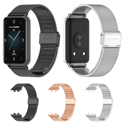 For Honor Band 10 / 9 MIJOBS Milan Buckle Stainless Steel Watch Band(Black)