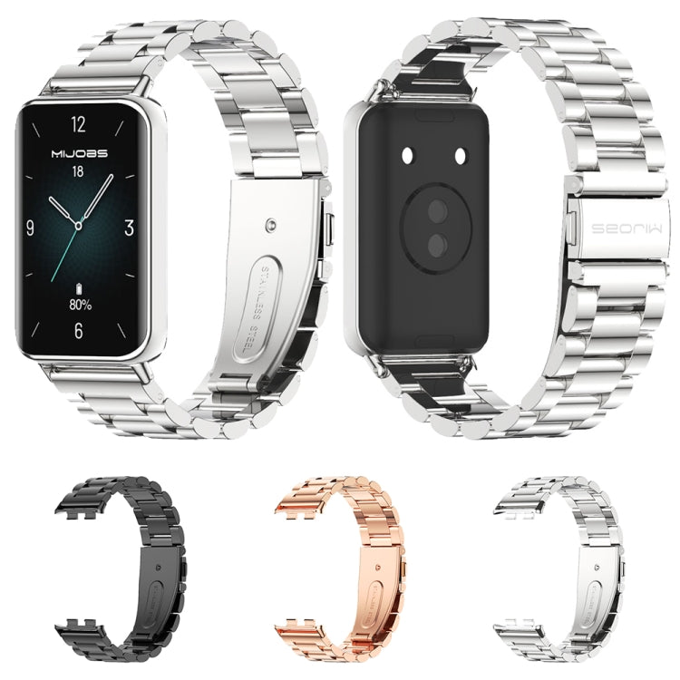 For Honor Band 10 / 9 MIJOBS Three-Beads Stainless Steel Watch Band(Rose Gold)