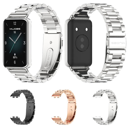 For Honor Band 10 / 9 MIJOBS Three-Beads Stainless Steel Watch Band(Rose Gold)