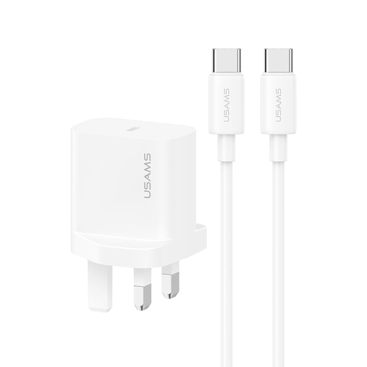 USAMS CC227 20W Fast Charging Charger Set, USB-C / Type-C to USB-C / Type-C(UK Plug)