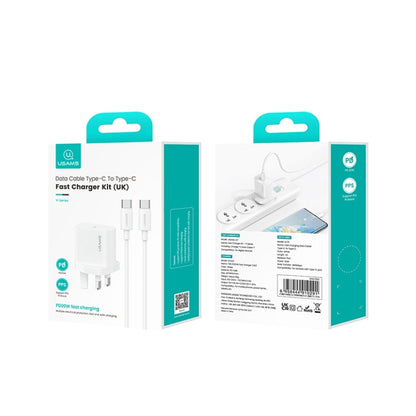 USAMS CC227 20W Fast Charging Charger Set, USB-C / Type-C to USB-C / Type-C(UK Plug)