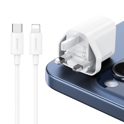 USAMS CC227 20W Fast Charging Charger Set, USB-C / Type-C to 8 Pin(UK Plug)
