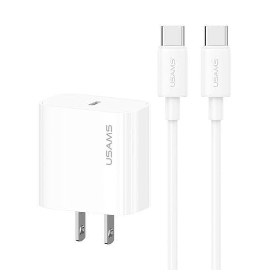 USAMS CC228 Kit chargeur charge rapide 20W, USB-C / Type-C vers USB-C / Type-C (prise US)