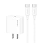 USAMS CC228 20W Fast Charging Charger Set, USB-C / Type-C to USB-C / Type-C(US Plug)