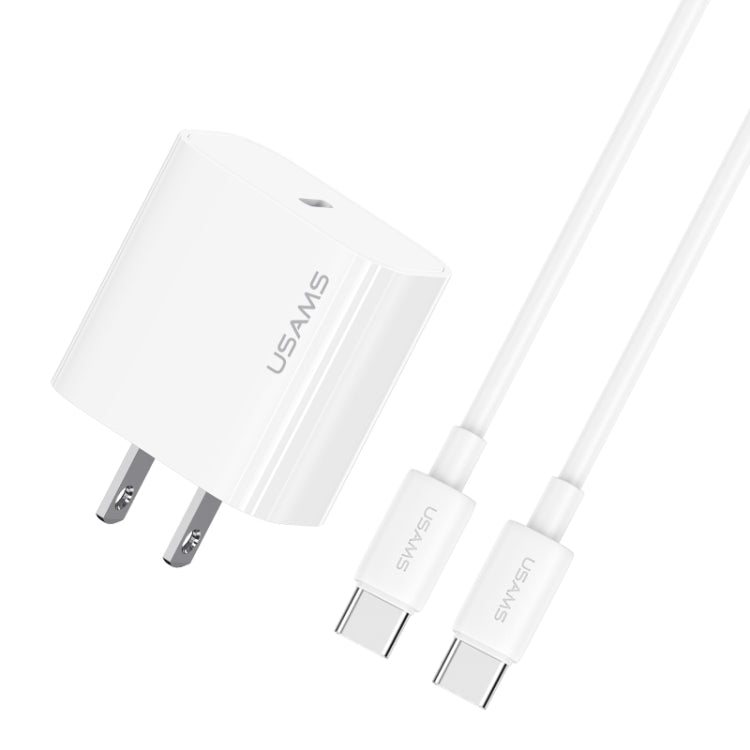 USAMS CC228 20W Fast Charging Charger Set, USB-C / Type-C to USB-C / Type-C(US Plug)
