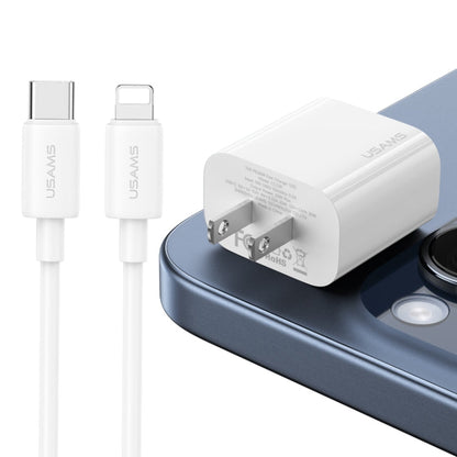 USAMS CC228 20W Fast Charging Charger Set, USB-C / Type-C to 8 Pin(US Plug)