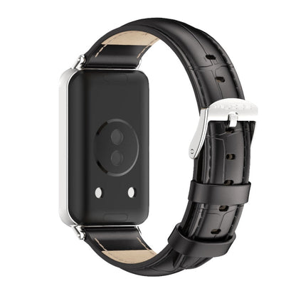 For Honor Band 10 / 9 MIJOBS Cowhide Leather Watch Band(Bamboo Silver)