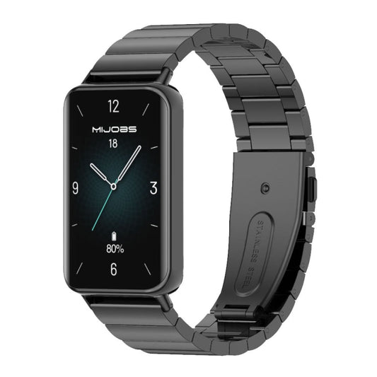 For Honor Band 10 / 9 MIJOBS Bamboo Stainless Steel Watch Band(Black)