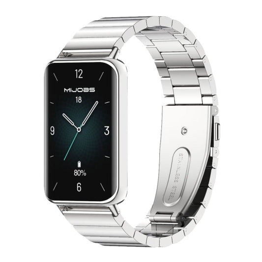 For Honor Band 10 / 9 MIJOBS Bamboo Stainless Steel Watch Band(Silver)
