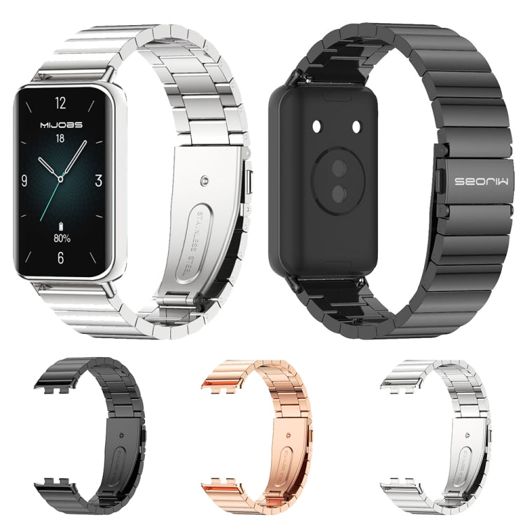 For Honor Band 10 / 9 MIJOBS Bamboo Stainless Steel Watch Band(Rose Gold)