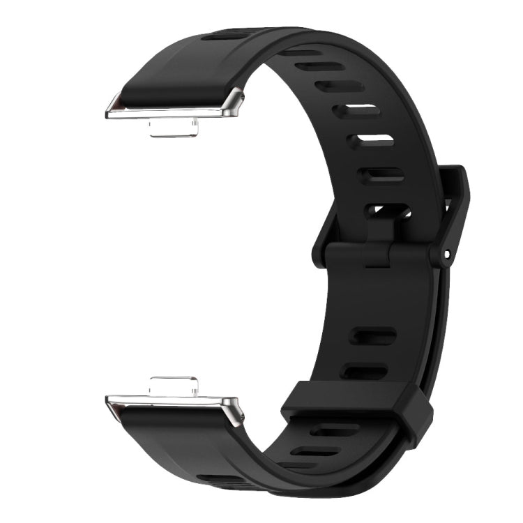 For Huawei Watch Fit3 MIJOBS Flat Hole Silicone Watch Band(Black Silver)