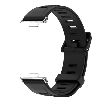 For Huawei Watch Fit3 MIJOBS Flat Hole Silicone Watch Band(Black Silver)