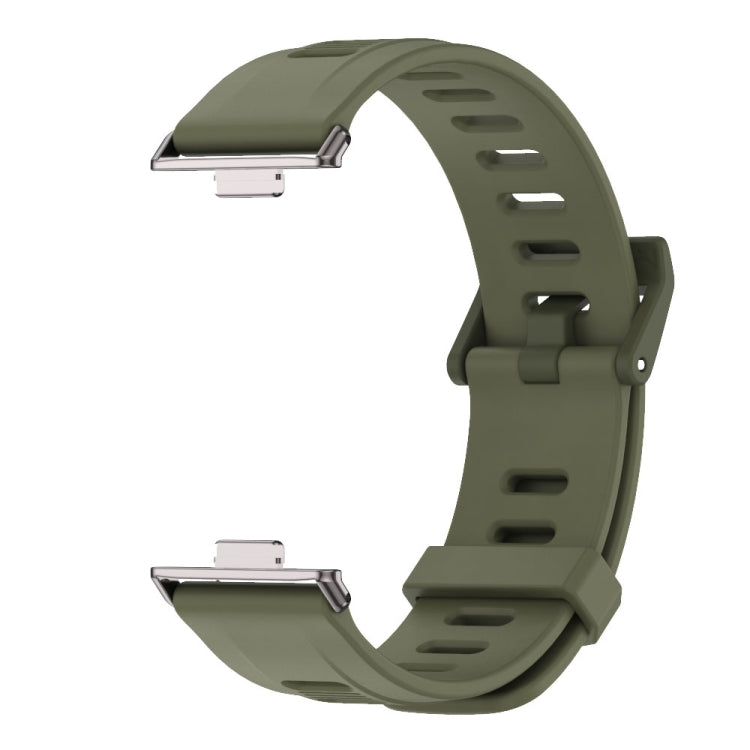 For Huawei Watch Fit3 MIJOBS Flat Hole Silicone Watch Band(Army Green Black)