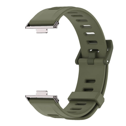For Huawei Watch Fit3 MIJOBS Flat Hole Silicone Watch Band(Army Green Black)