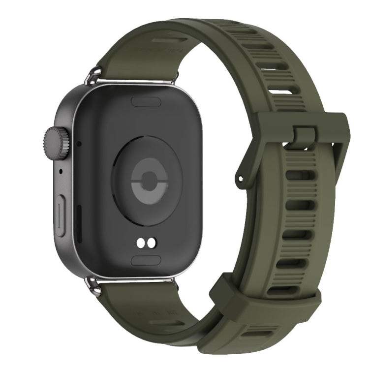 For Huawei Watch Fit3 MIJOBS Flat Hole Silicone Watch Band(Army Green Black)