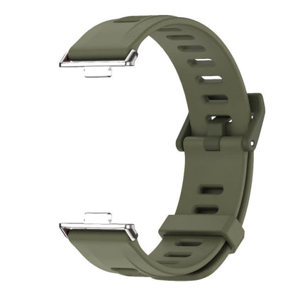 For Huawei Watch Fit3 MIJOBS Flat Hole Silicone Watch Band(Army Green Silver)