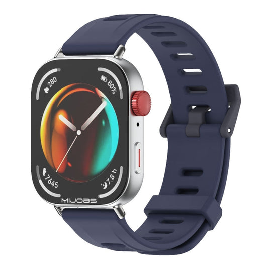 For Huawei Watch Fit3 MIJOBS Flat Hole Silicone Watch Band(Midnight Blue Silver)