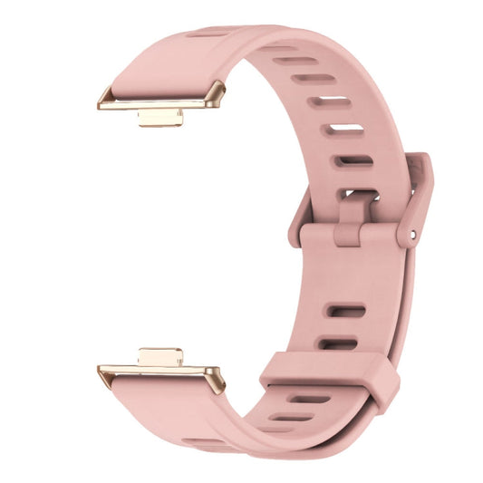 For Huawei Watch Fit3 MIJOBS Flat Hole Silicone Watch Band(Pink Rose Gold)