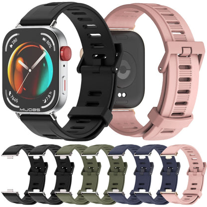 For Huawei Watch Fit3 MIJOBS Flat Hole Silicone Watch Band(Black Silver)