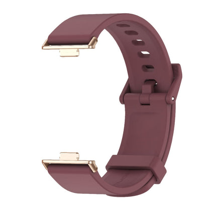 For Huawei Watch Fit3 MIJOBS Solid Color Silicone Watch Band(Wine Red Rose Gold)