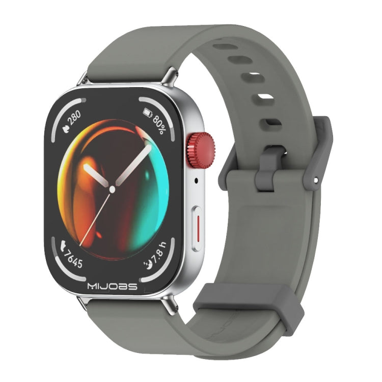 For Huawei Watch Fit3 MIJOBS Solid Color Silicone Watch Band(Khaki Grey Silver)