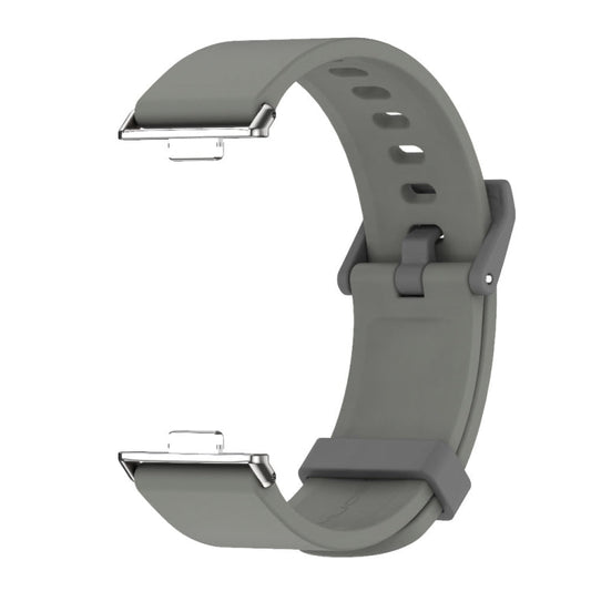 For Huawei Watch Fit3 MIJOBS Solid Color Silicone Watch Band(Khaki Grey Silver)