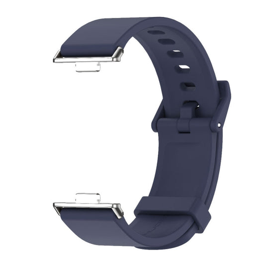 For Huawei Watch Fit3 MIJOBS Solid Color Silicone Watch Band(Dark Blue Silver)