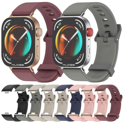 For Huawei Watch Fit3 MIJOBS Solid Color Silicone Watch Band(Khaki Grey Silver)
