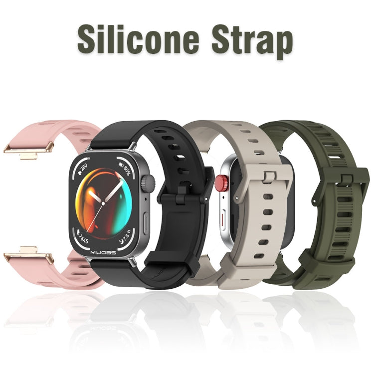For Huawei Watch Fit3 MIJOBS Solid Color Silicone Watch Band(Pink Light Gold)