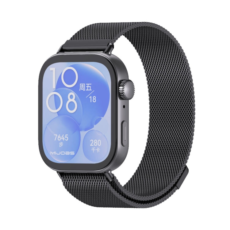 For Huawei Watch Fit3 MIJOBS Milan Magnetic Stainless Steel Watch Band(Black)