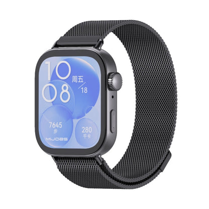 For Huawei Watch Fit3 MIJOBS Milan Magnetic Stainless Steel Watch Band(Black)