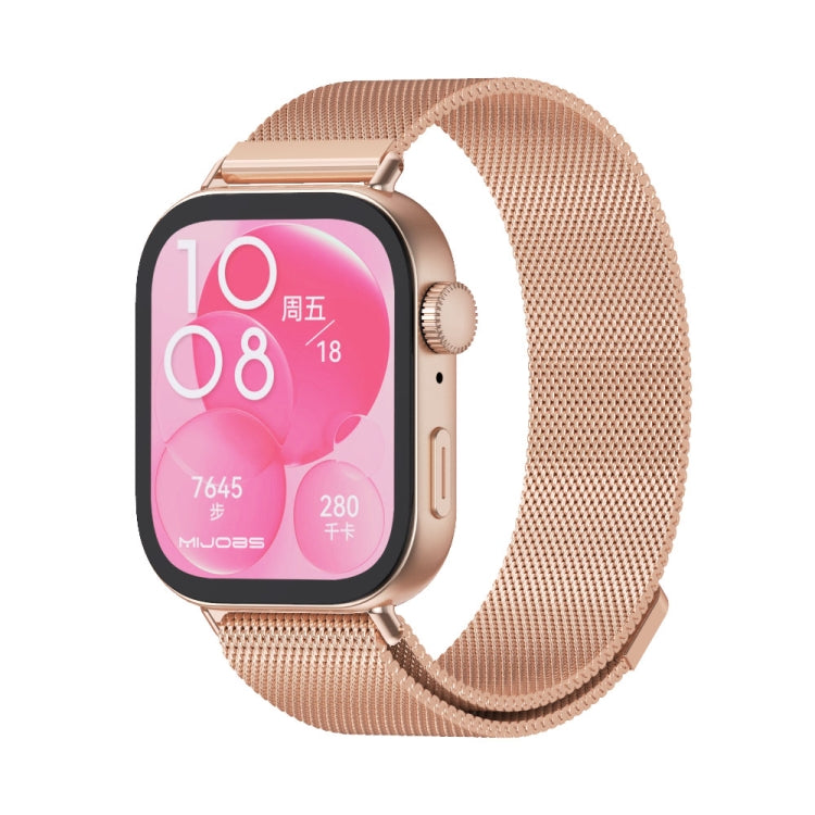 For Huawei Watch Fit3 MIJOBS Milan Magnetic Stainless Steel Watch Band(Rose Gold)