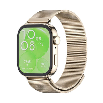 For Huawei Watch Fit3 MIJOBS Milan Magnetic Stainless Steel Watch Band(Light Gold)