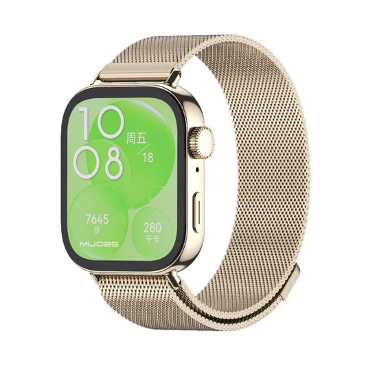For Huawei Watch Fit3 MIJOBS Milan Magnetic Stainless Steel Watch Band(Light Gold)
