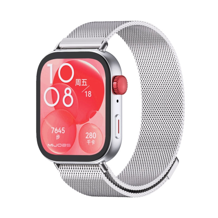 Pour Huawei Watch Fit3 MIJOBS Milan Bracelet de Montre Magnétique en Acier Inoxydable (Argent)