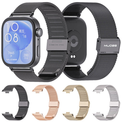 For Huawei Watch Fit3 MIJOBS Milan Buckle Stainless Steel Watch Band(Black)