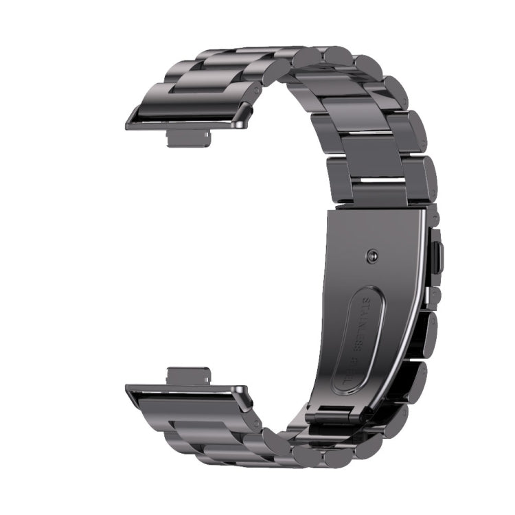 For Huawei Watch Fit3 MIJOBS Three-Beads Stainless Steel Watch Band(Black)